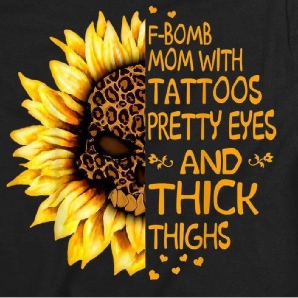 Rare🌻Sunflower W/Leopard Seed Skull W/funny Words Graphics Short Sleeve Shirt